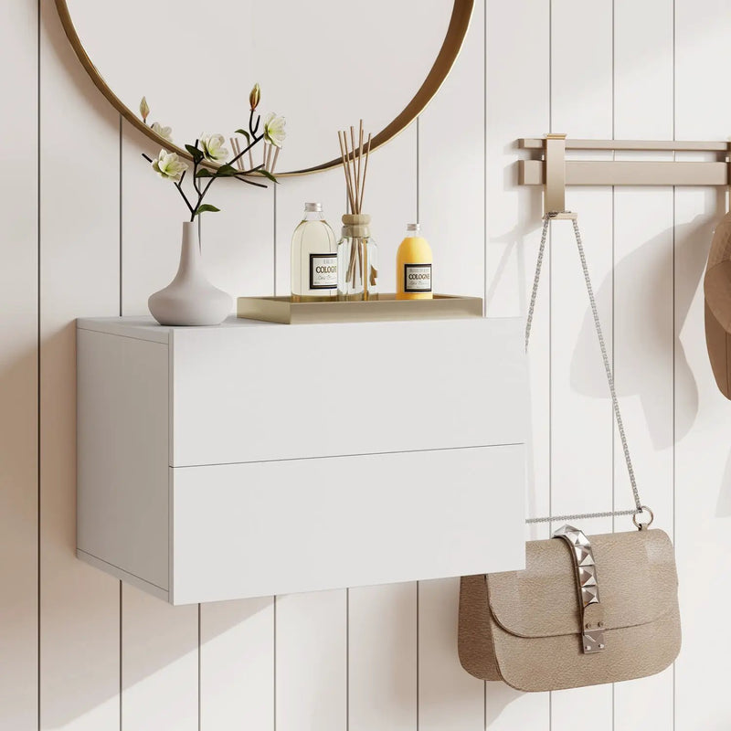 Wall Mounted Floating Nightstand with 2 Drawers by DirectDeals