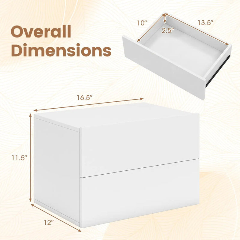 Wall Mounted Floating Nightstand with 2 Drawers by DirectDeals