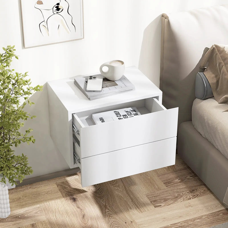 Floating Nightstand with Drawers and Storage Shelf by DirectDeals