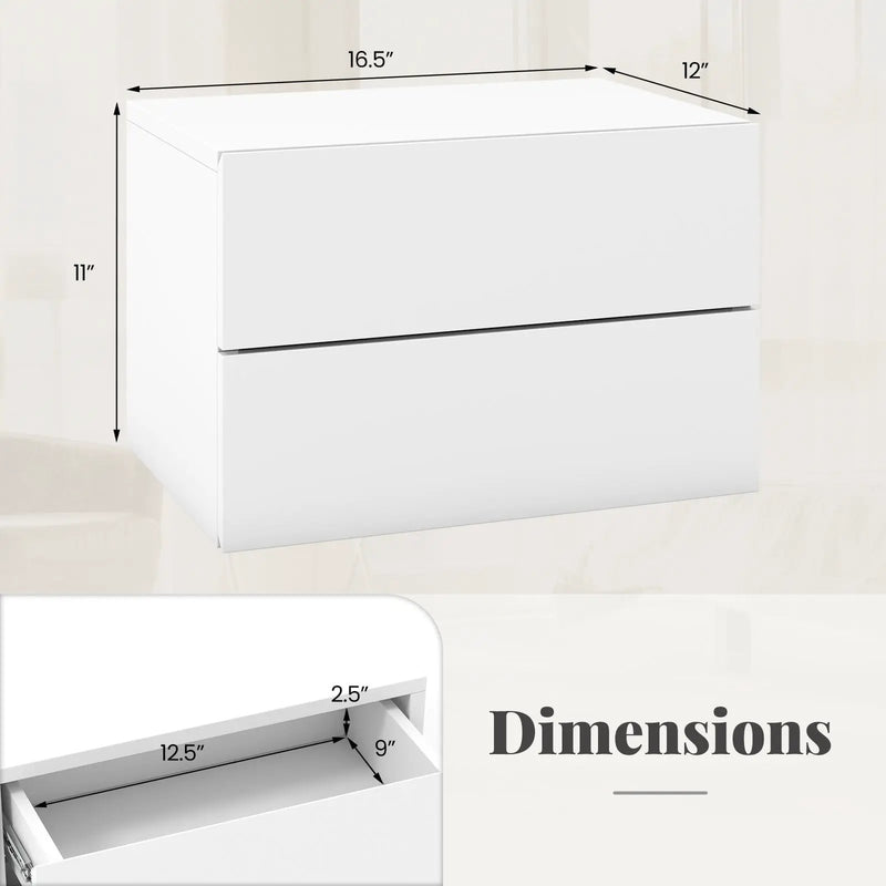 Floating Nightstand with Drawers and Storage Shelf by DirectDeals