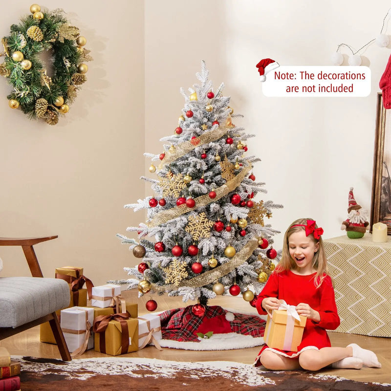 7 Feet Flocked Christmas Tree with 8 Lighting Modes and Multi-Color LED Lights by DirectDeals