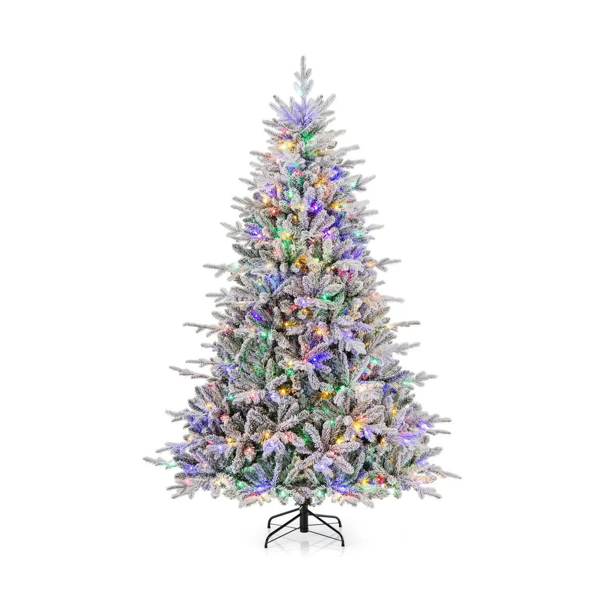 7 Feet Flocked Christmas Tree with 8 Lighting Modes and Multi-Color LED Lights by DirectDeals