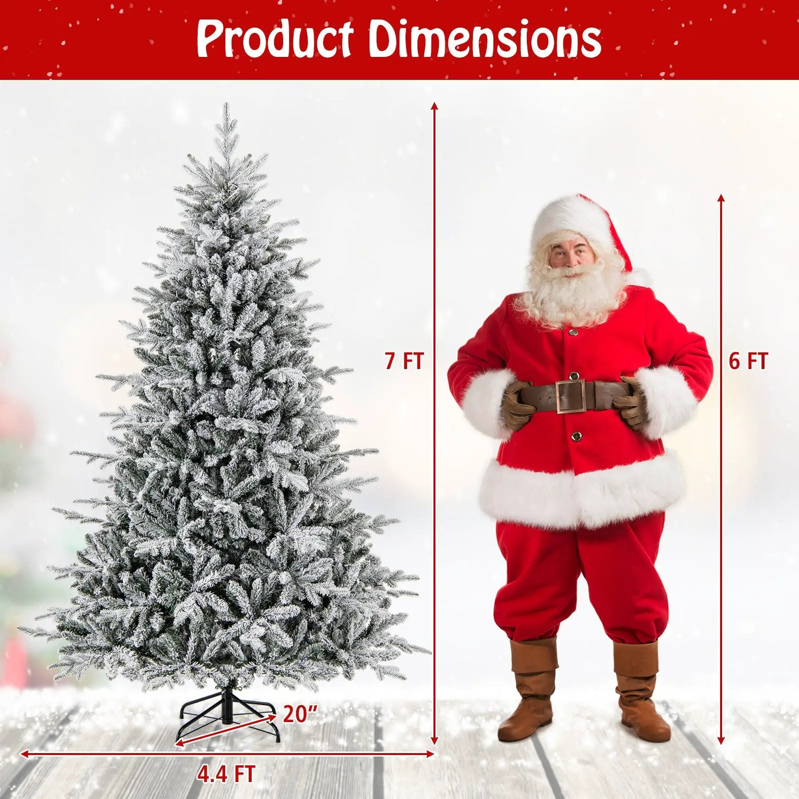 7 Feet Flocked Christmas Tree with 8 Lighting Modes and Multi-Color LED Lights by DirectDeals