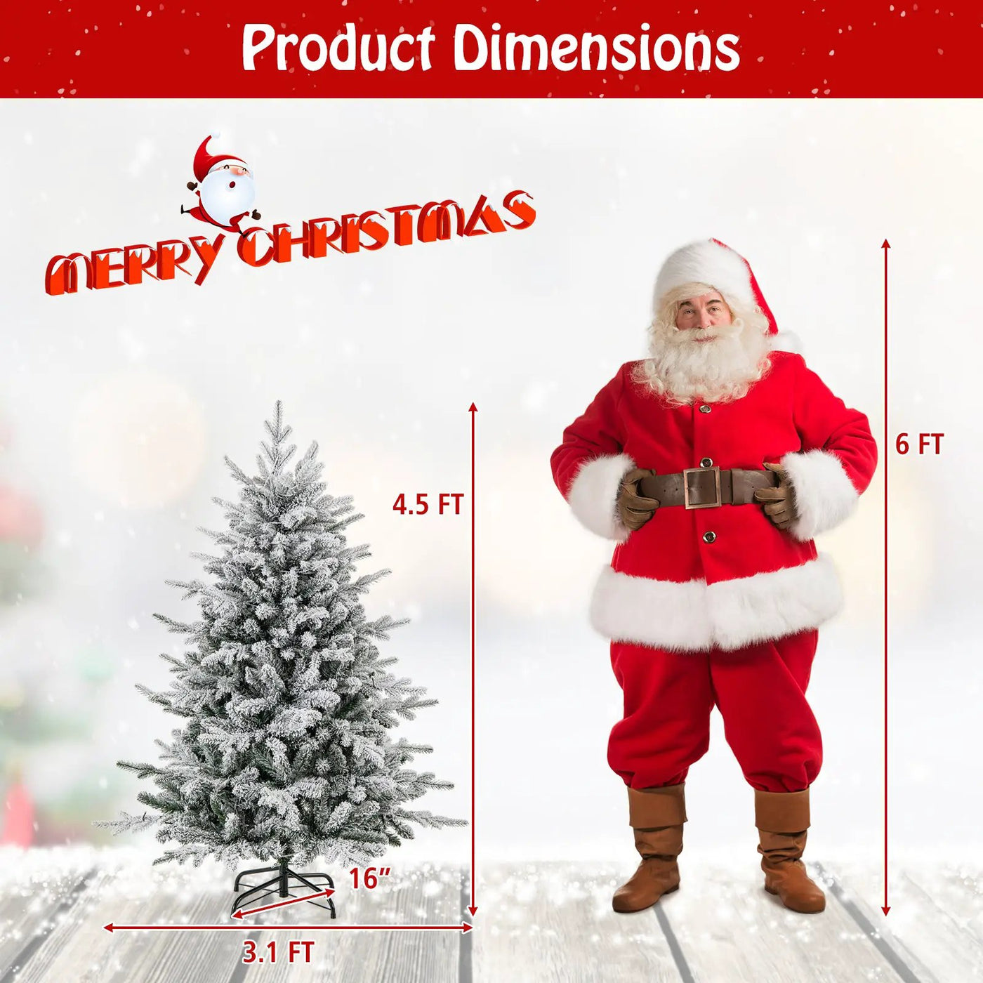 7 Feet Flocked Christmas Tree with 8 Lighting Modes and Multi-Color LED Lights by DirectDeals