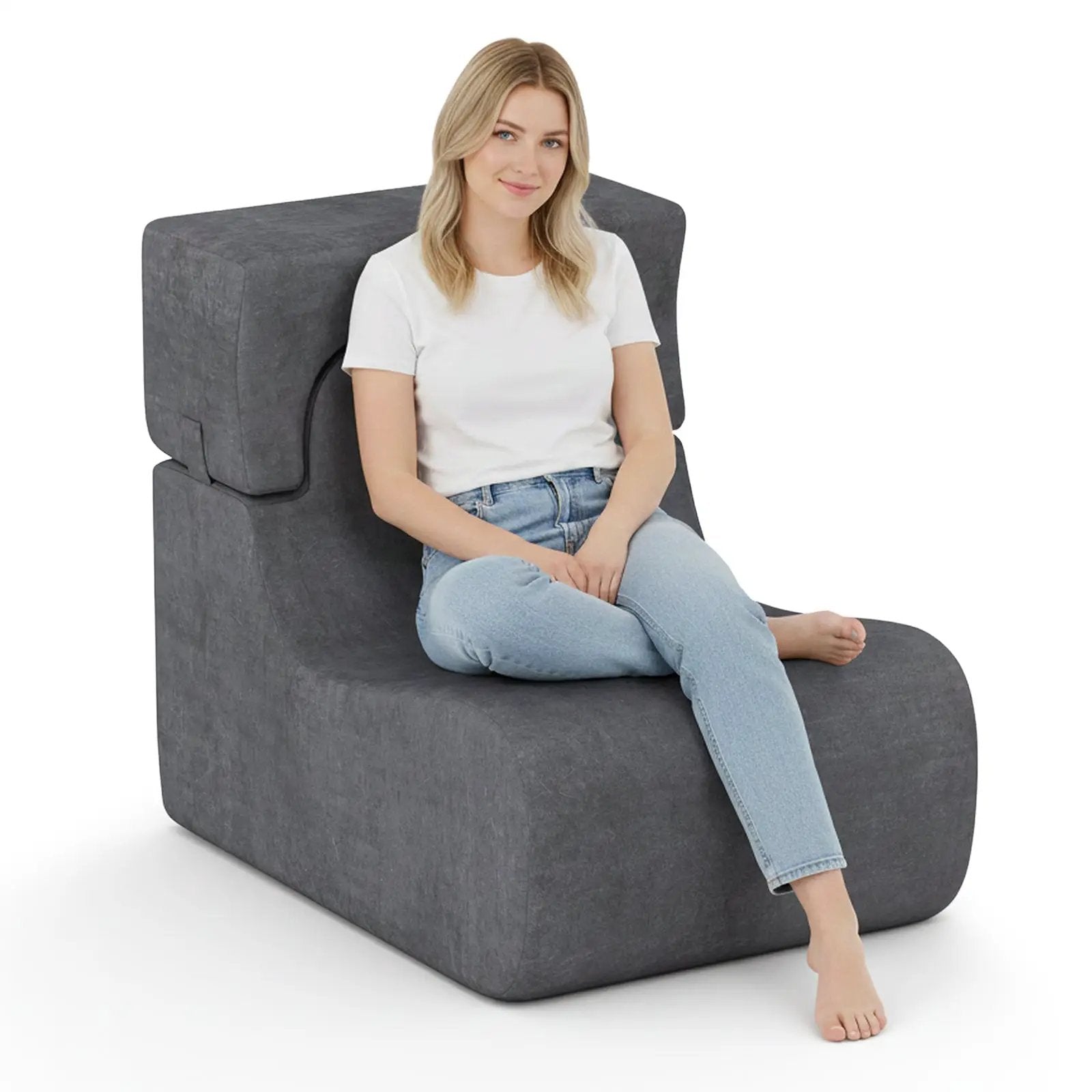 Floor Chair Lazy Sofa with Detachable Headrest by DirectDeals