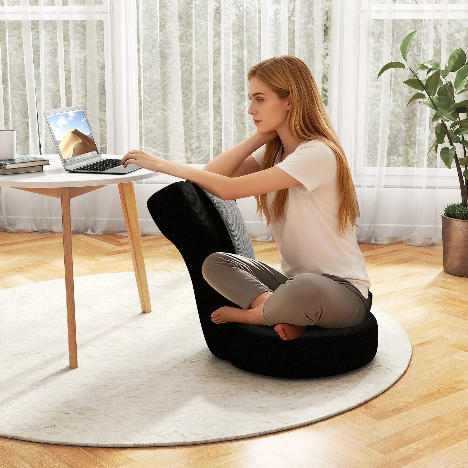 Floor Comfy Gaming Leisure Chair with Adjustable Headrest and Backrest by DirectDeals