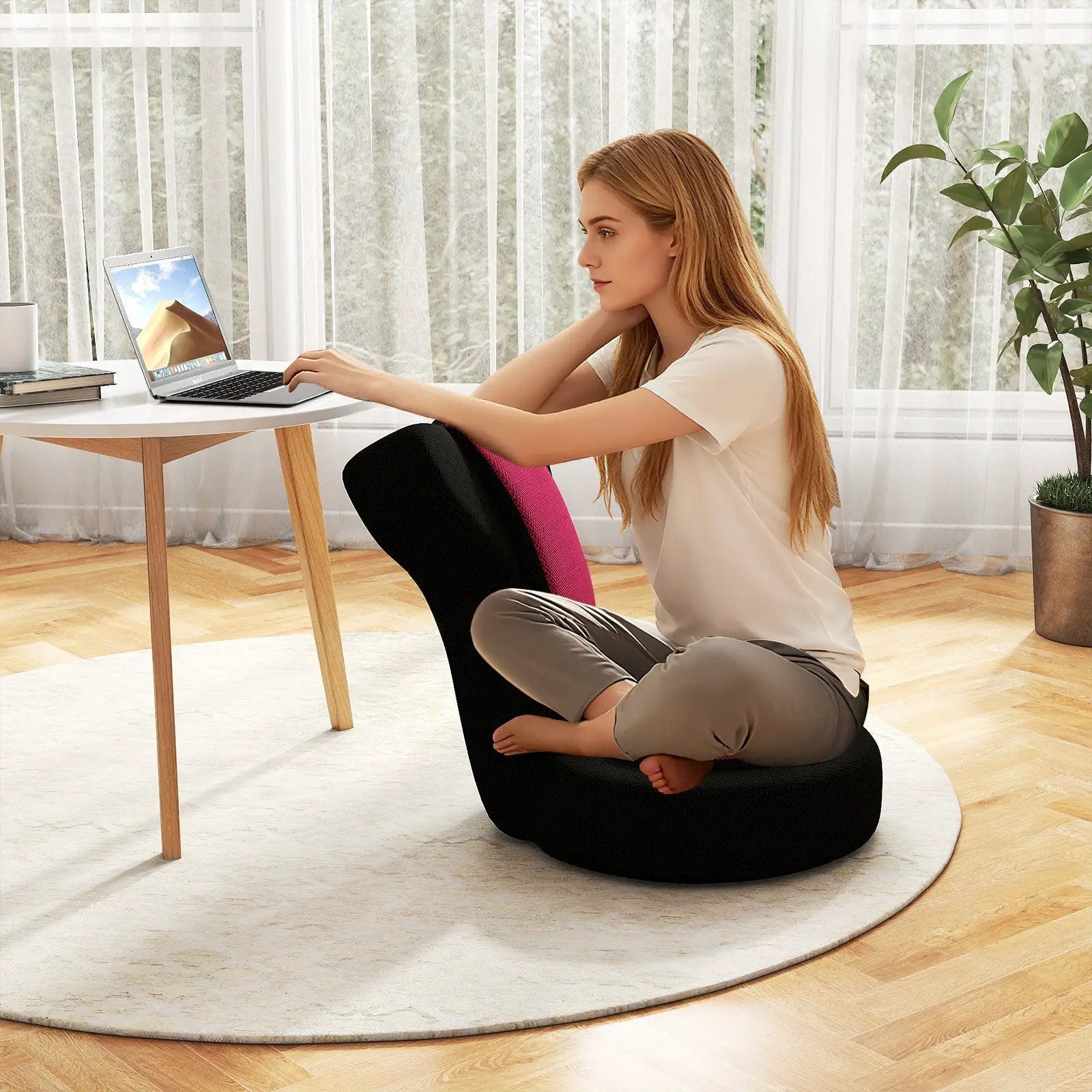 Floor Comfy Gaming Leisure Chair with Adjustable Headrest and Backrest by DirectDeals