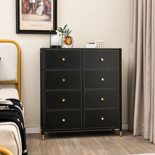 8-Drawer Fabric Dresser with Metal Frame and Storage Bins