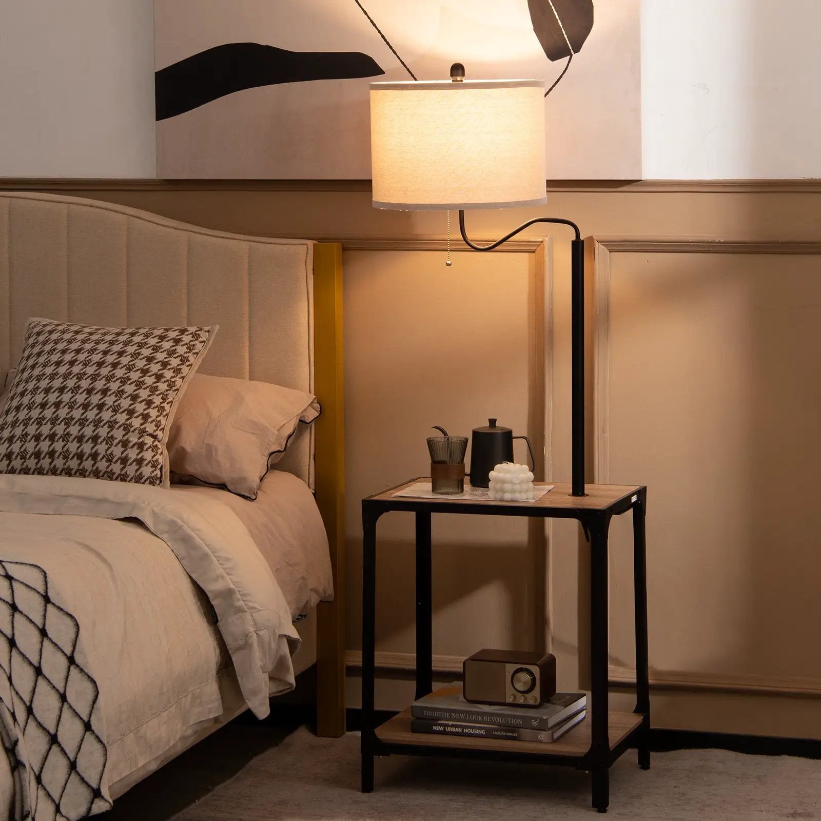 360¬∞ Rotatable Floor Lamp with End Table and USB Charging Ports by DirectDeals