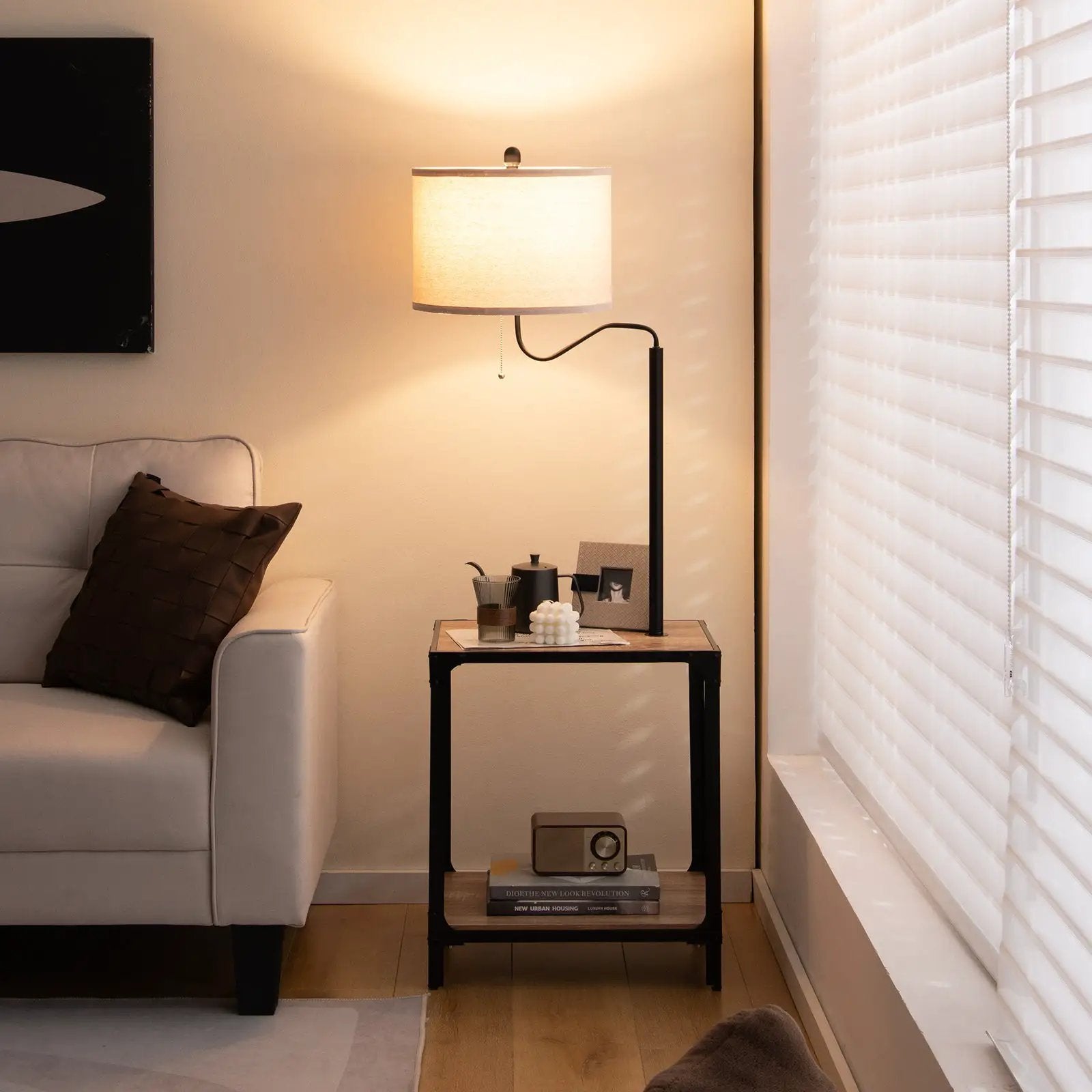 360¬∞ Rotatable Floor Lamp with End Table and USB Charging Ports by DirectDeals