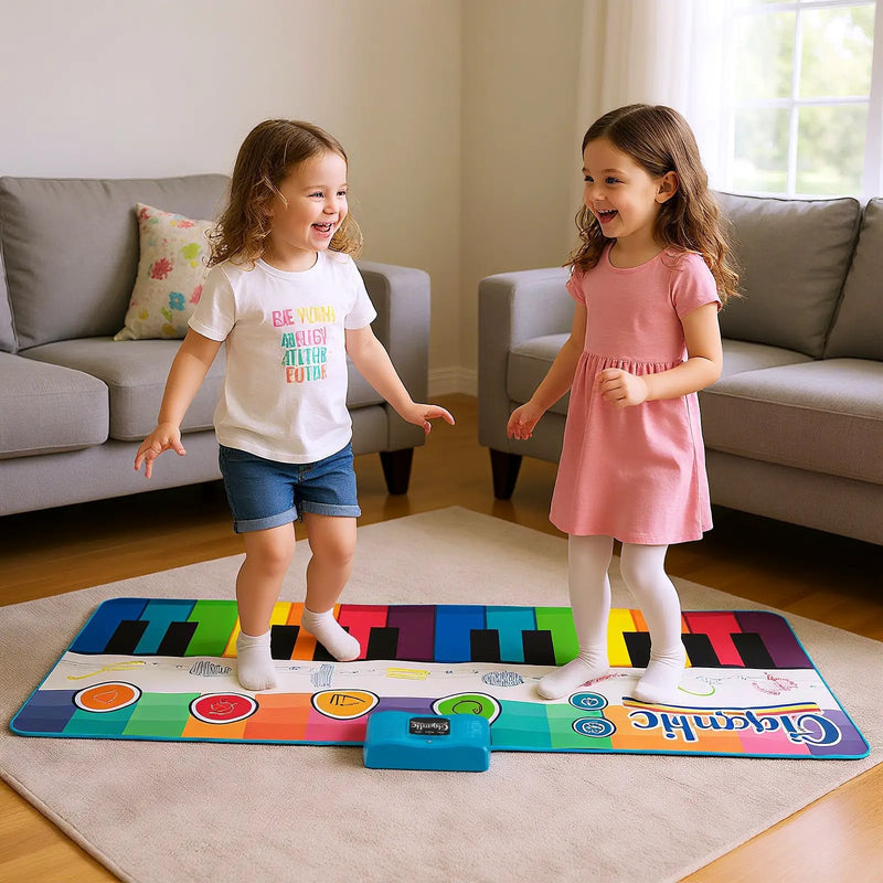 Floor Piano Dance Mat for Kids Musical Playmat with 8 Instrument Sounds by DirectDeals