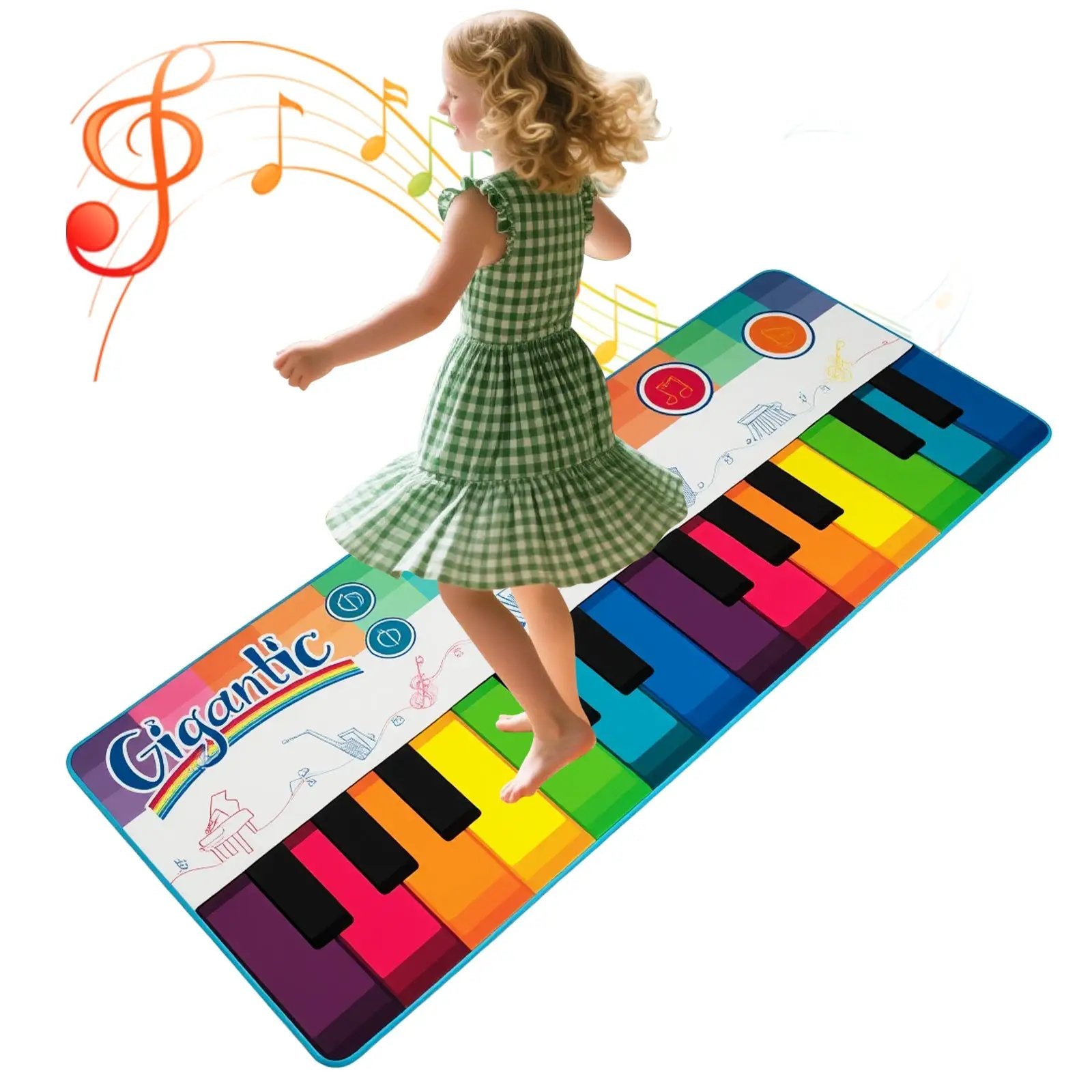 Floor Piano Dance Mat for Kids Musical Playmat with 8 Instrument Sounds by DirectDeals
