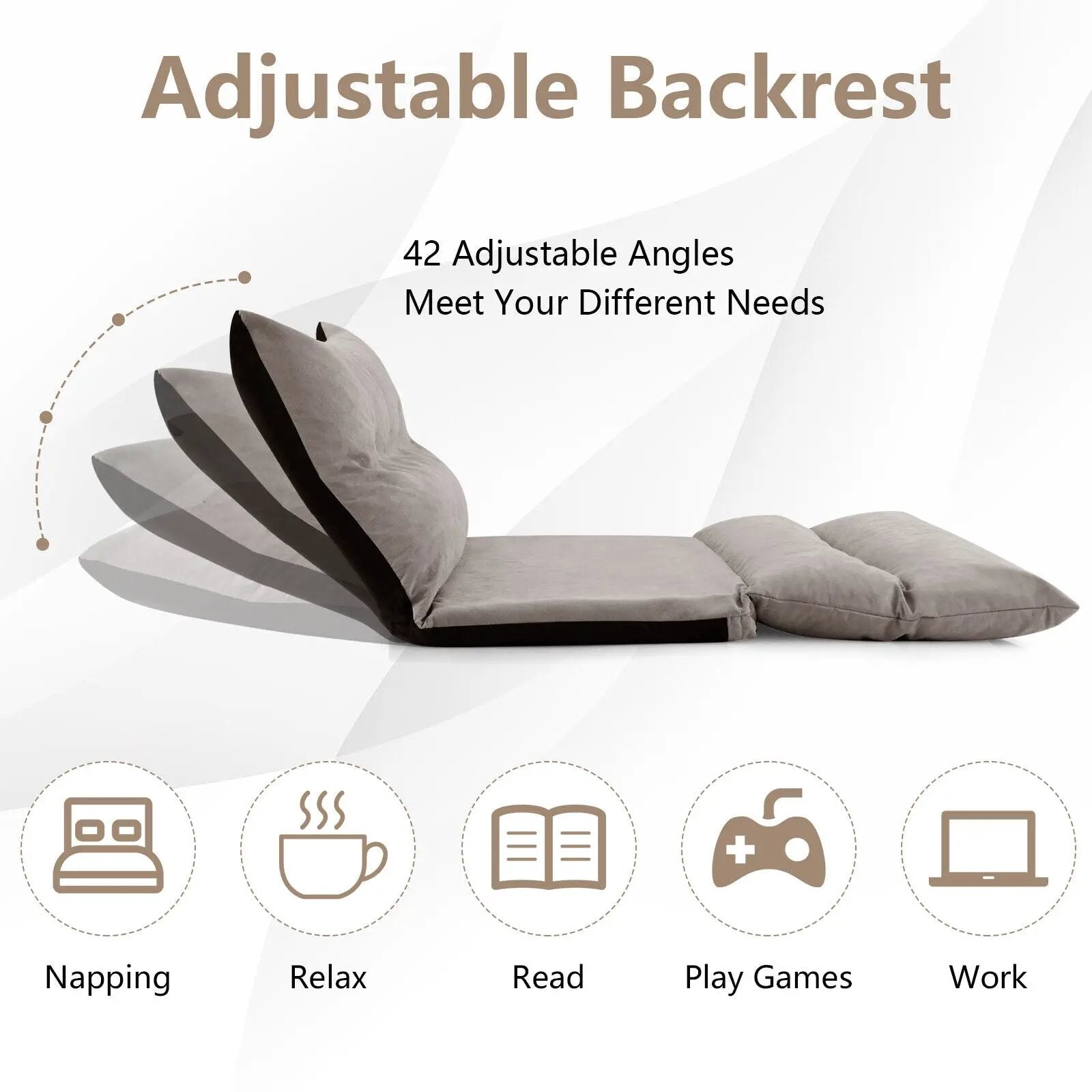 Adjustable Floor Sofa Bed with 2 Lumbar Pillows by DirectDeals