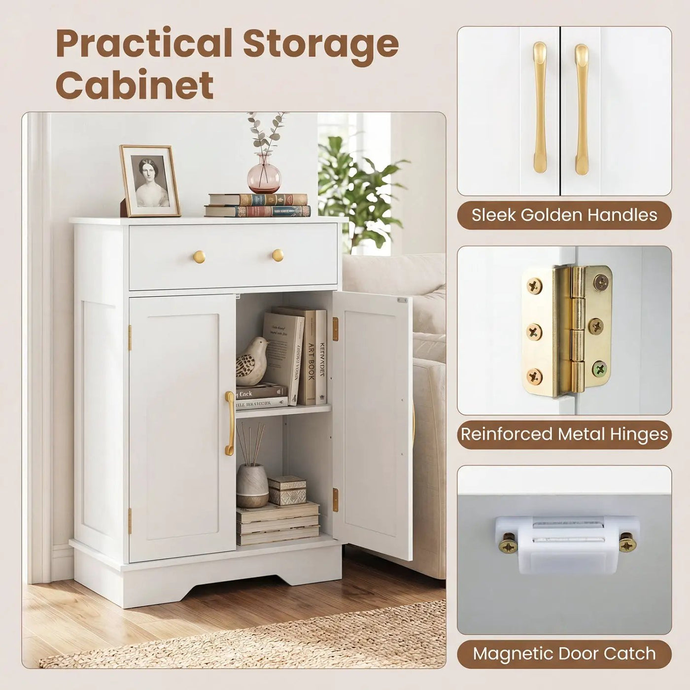 Floor Storage Cabinet with Drawer and Adjustable Shelf by DirectDeals