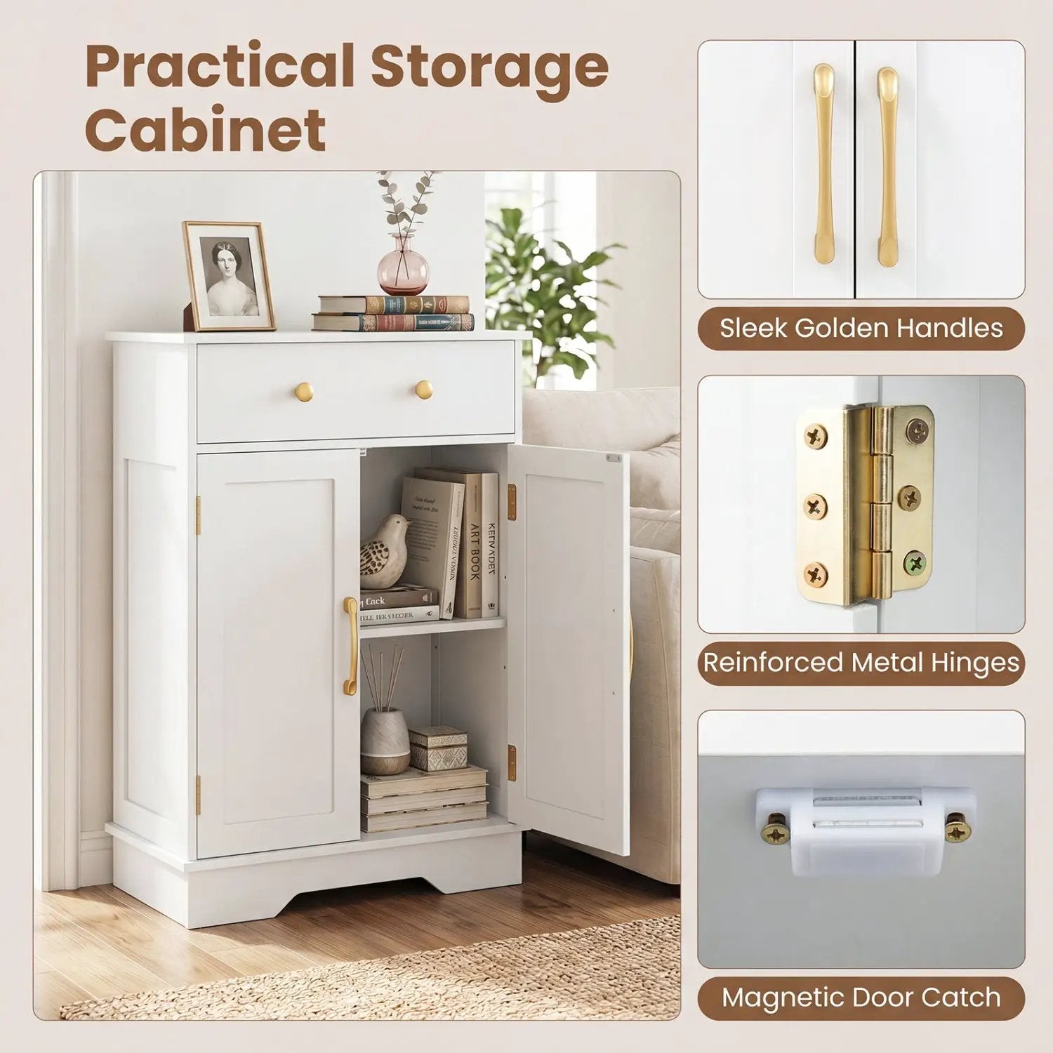 Floor Storage Cabinet with Drawer and Adjustable Shelf by DirectDeals