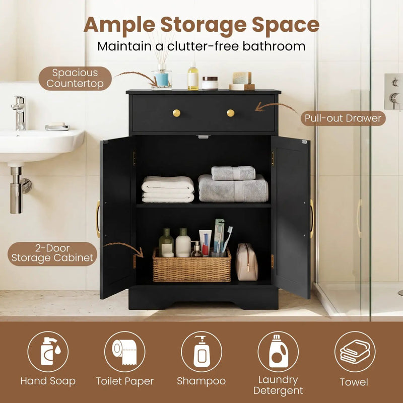Floor Storage Cabinet with Drawer and Adjustable Shelf by DirectDeals