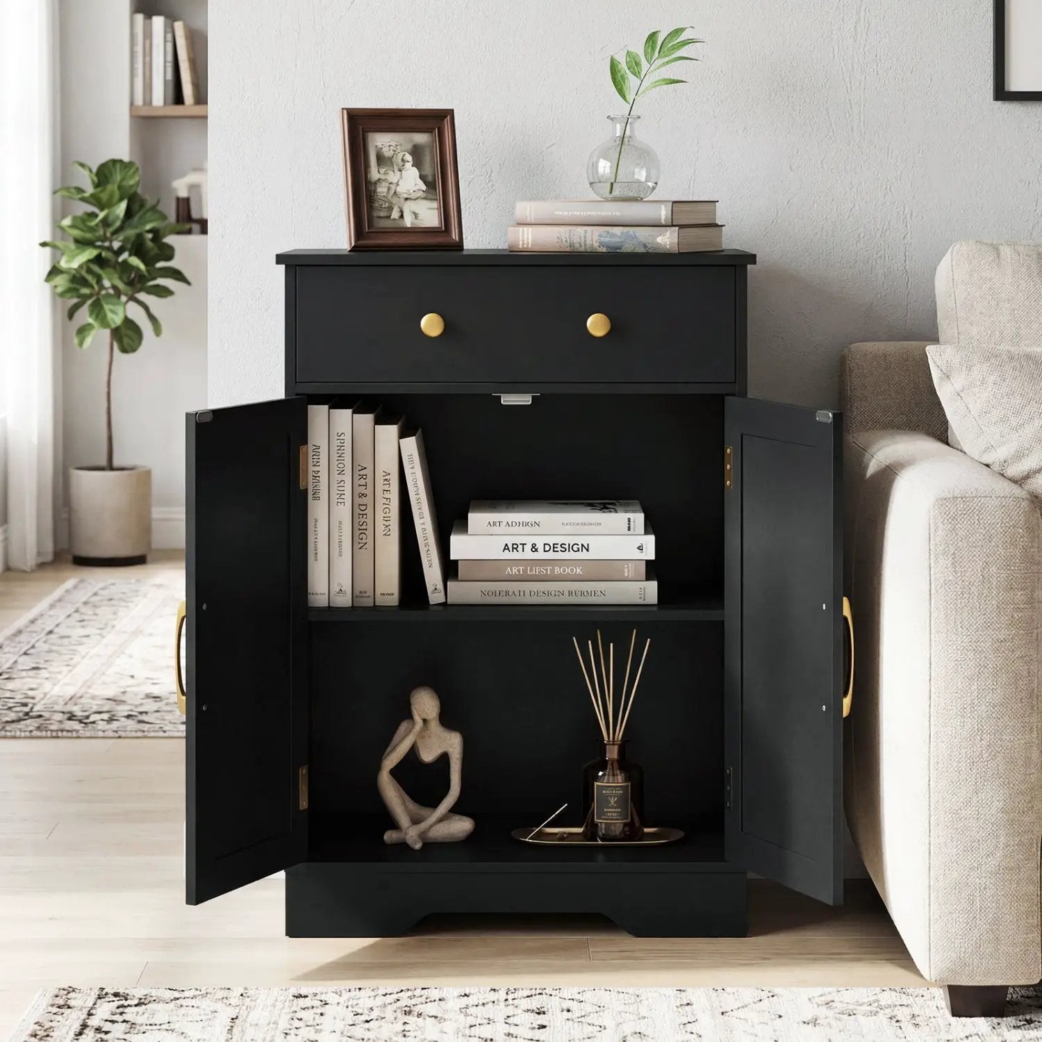 Floor Storage Cabinet with Drawer and Adjustable Shelf by DirectDeals