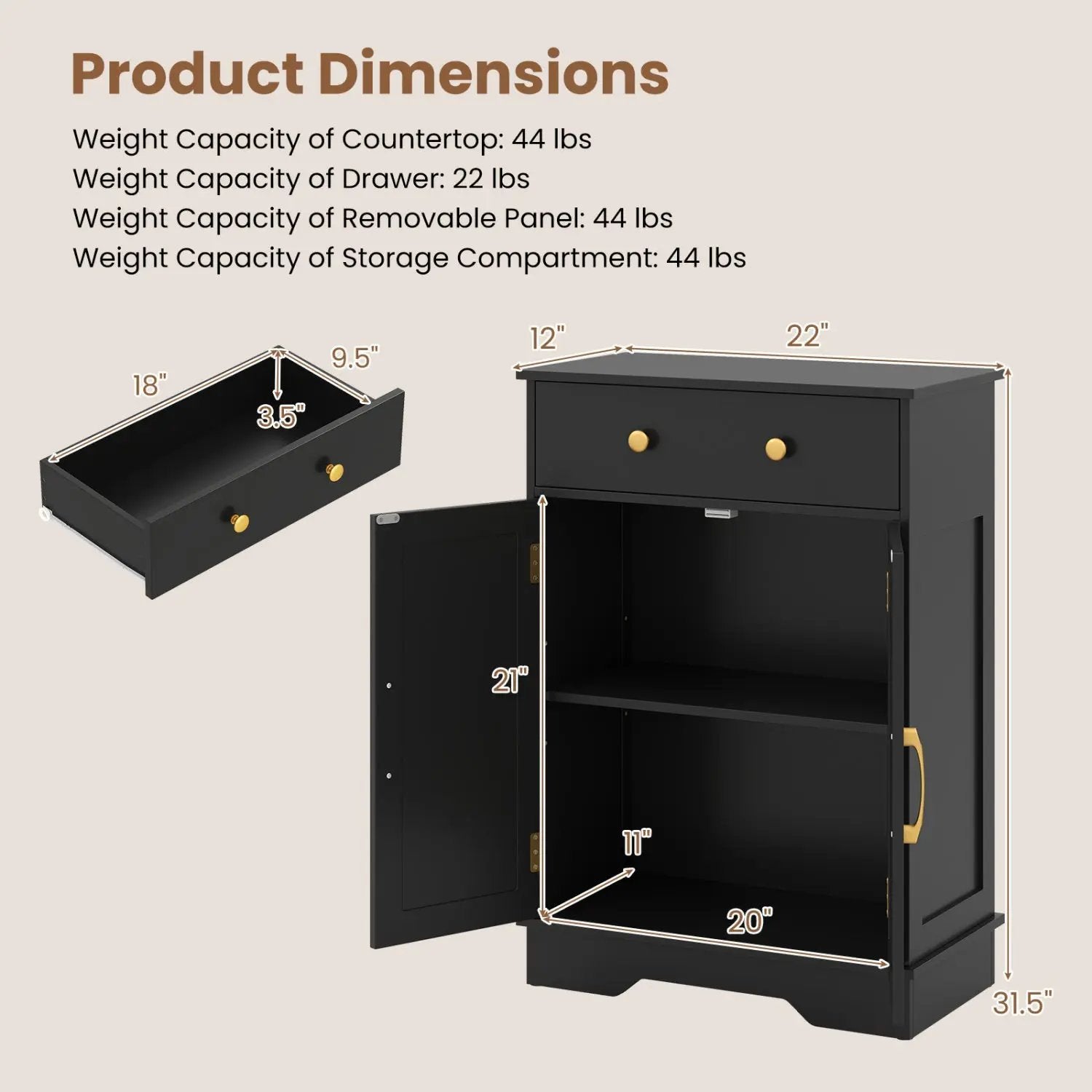Floor Storage Cabinet with Drawer and Adjustable Shelf by DirectDeals