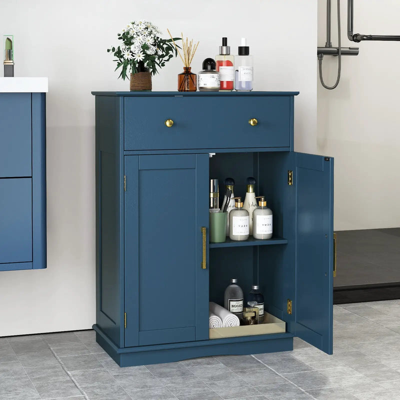 Floor Storage Cabinet with Doors Modern Buffet Sideboard with Drawer and Adjustable Shelf-Navy Blue by DirectDeals