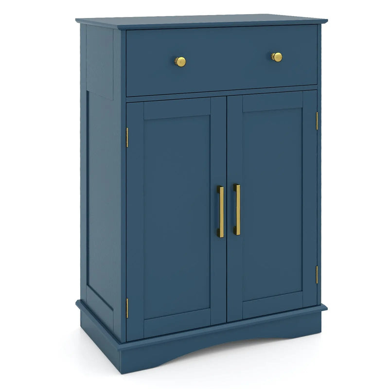 Floor Storage Cabinet with Doors Modern Buffet Sideboard with Drawer and Adjustable Shelf-Navy Blue by DirectDeals