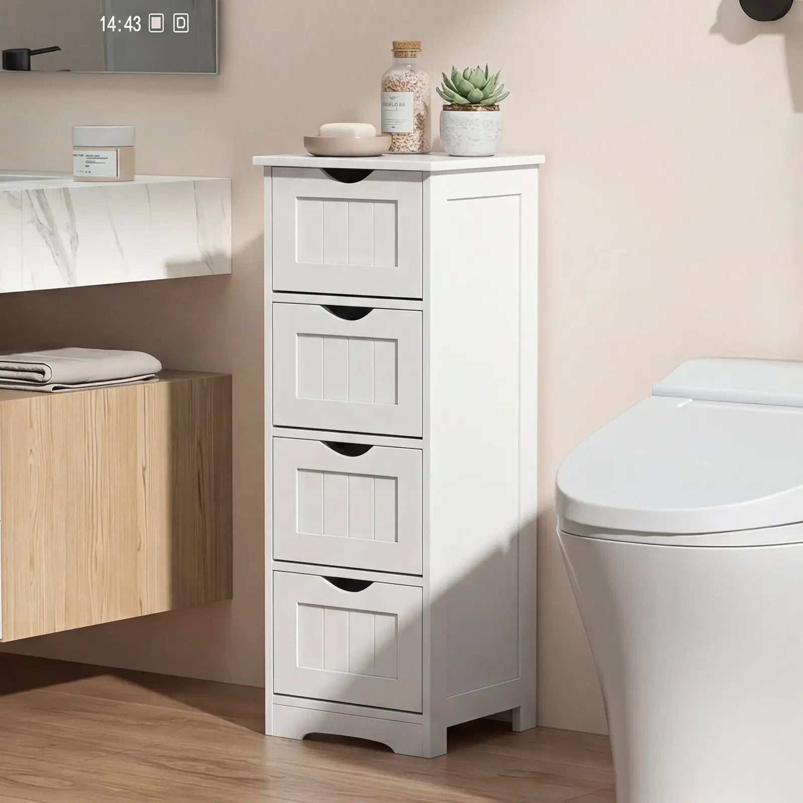 4-Drawer Freestanding Floor Cabinet with Anti-Toppling Device by DirectDeals