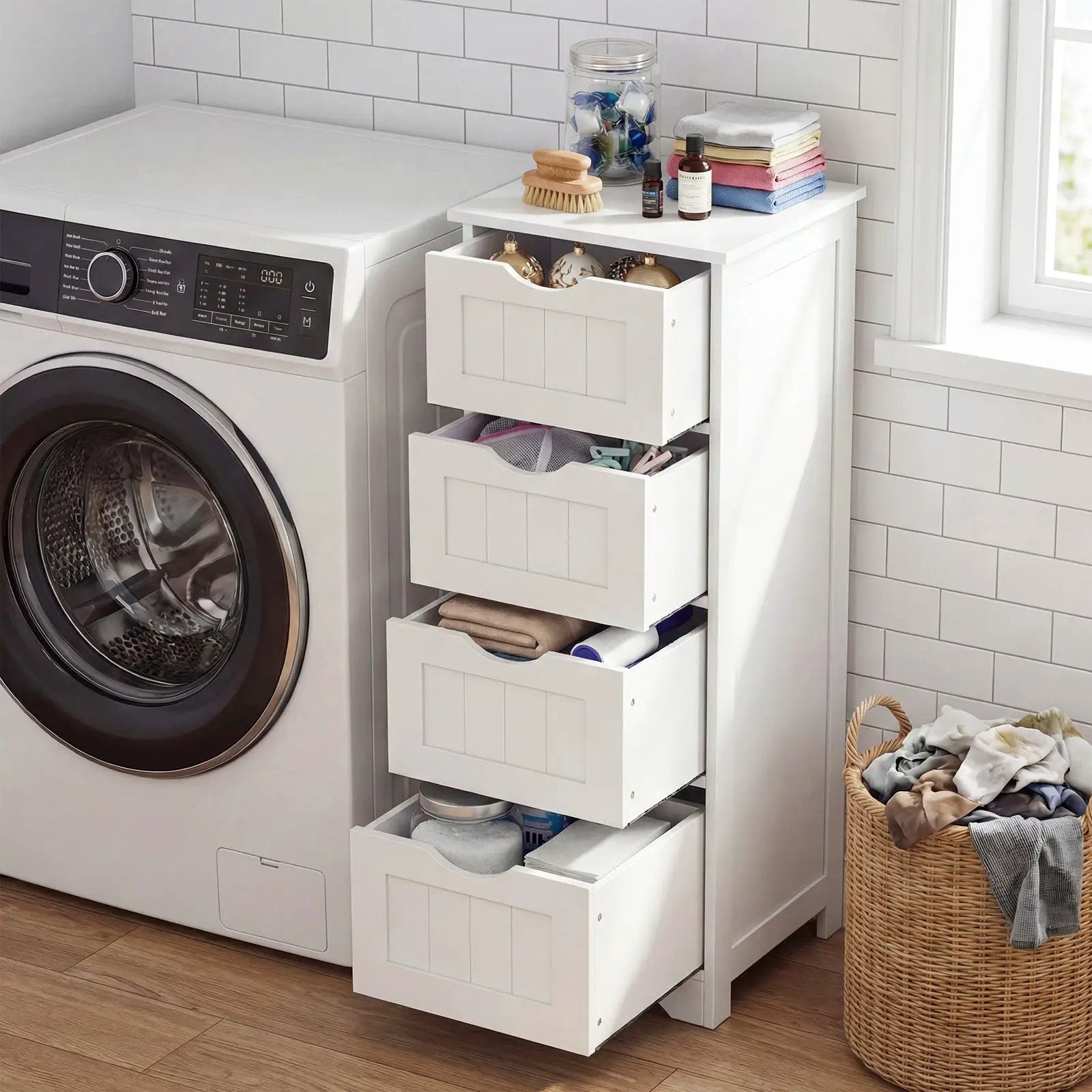 4-Drawer Freestanding Floor Cabinet with Anti-Toppling Device by DirectDeals