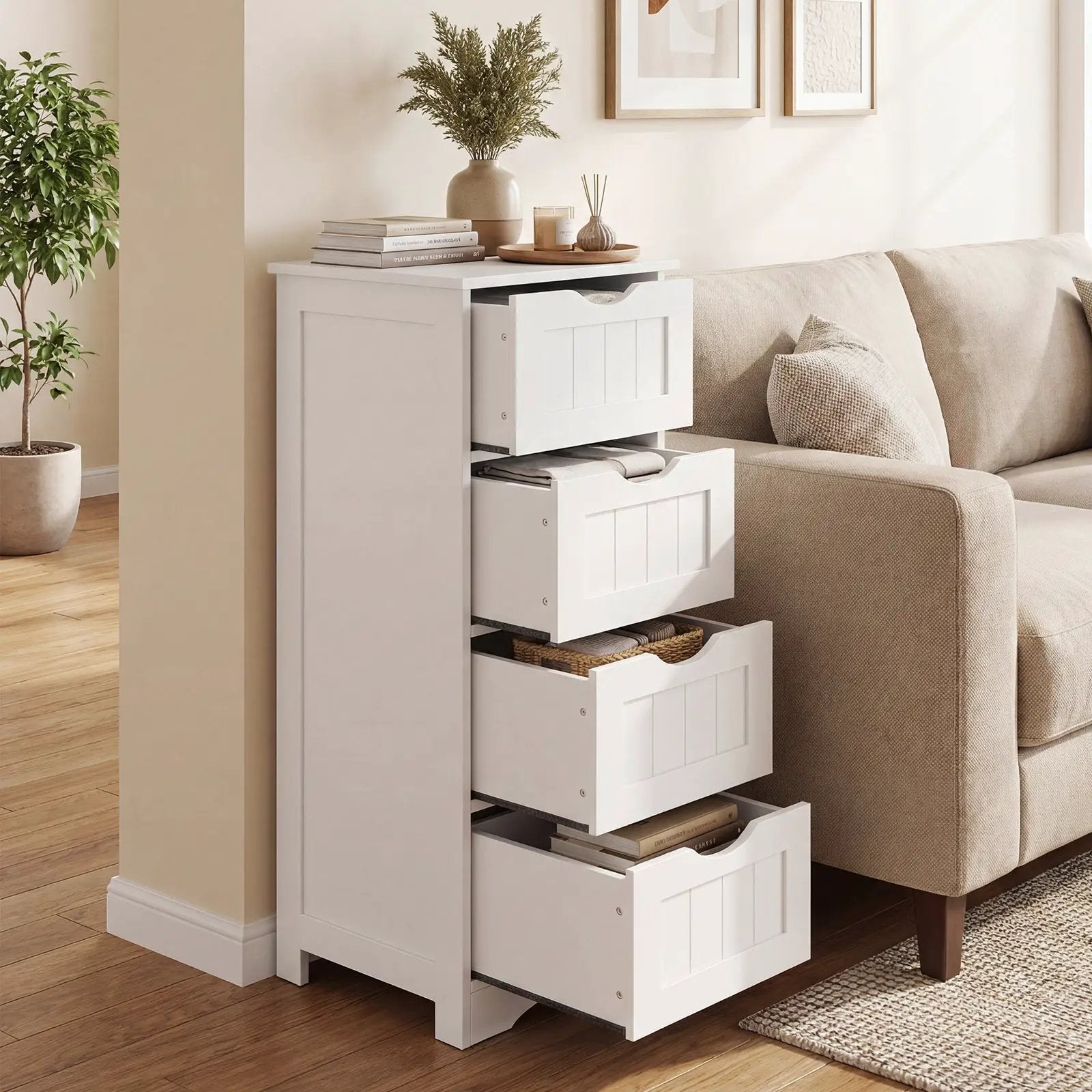 4-Drawer Freestanding Floor Cabinet with Anti-Toppling Device by DirectDeals