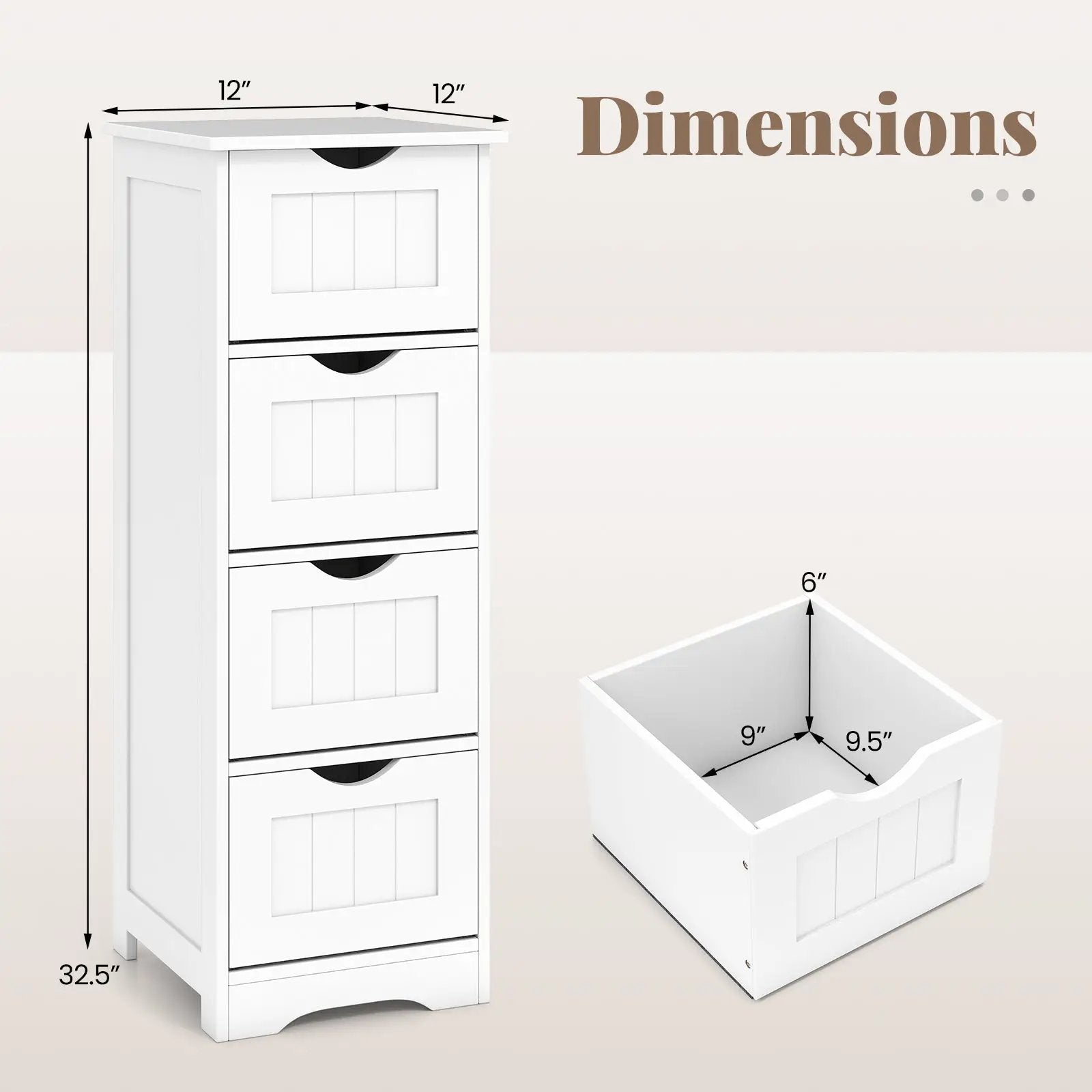 4-Drawer Freestanding Floor Cabinet with Anti-Toppling Device by DirectDeals