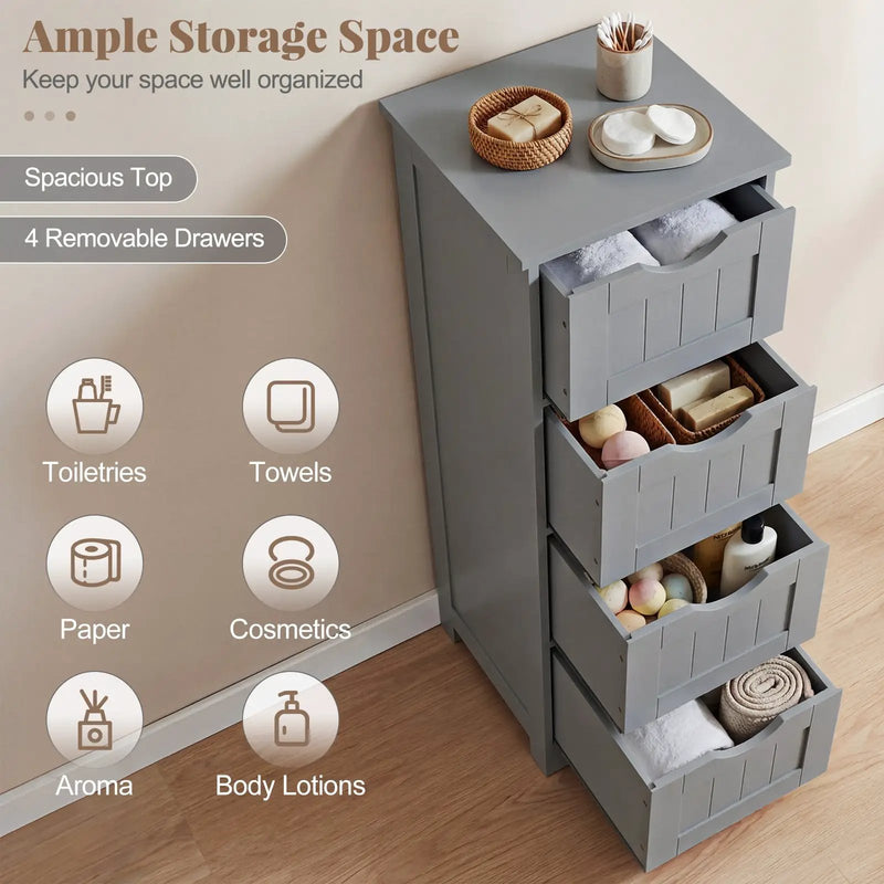 4-Drawer Freestanding Floor Cabinet with Anti-Toppling Device by DirectDeals