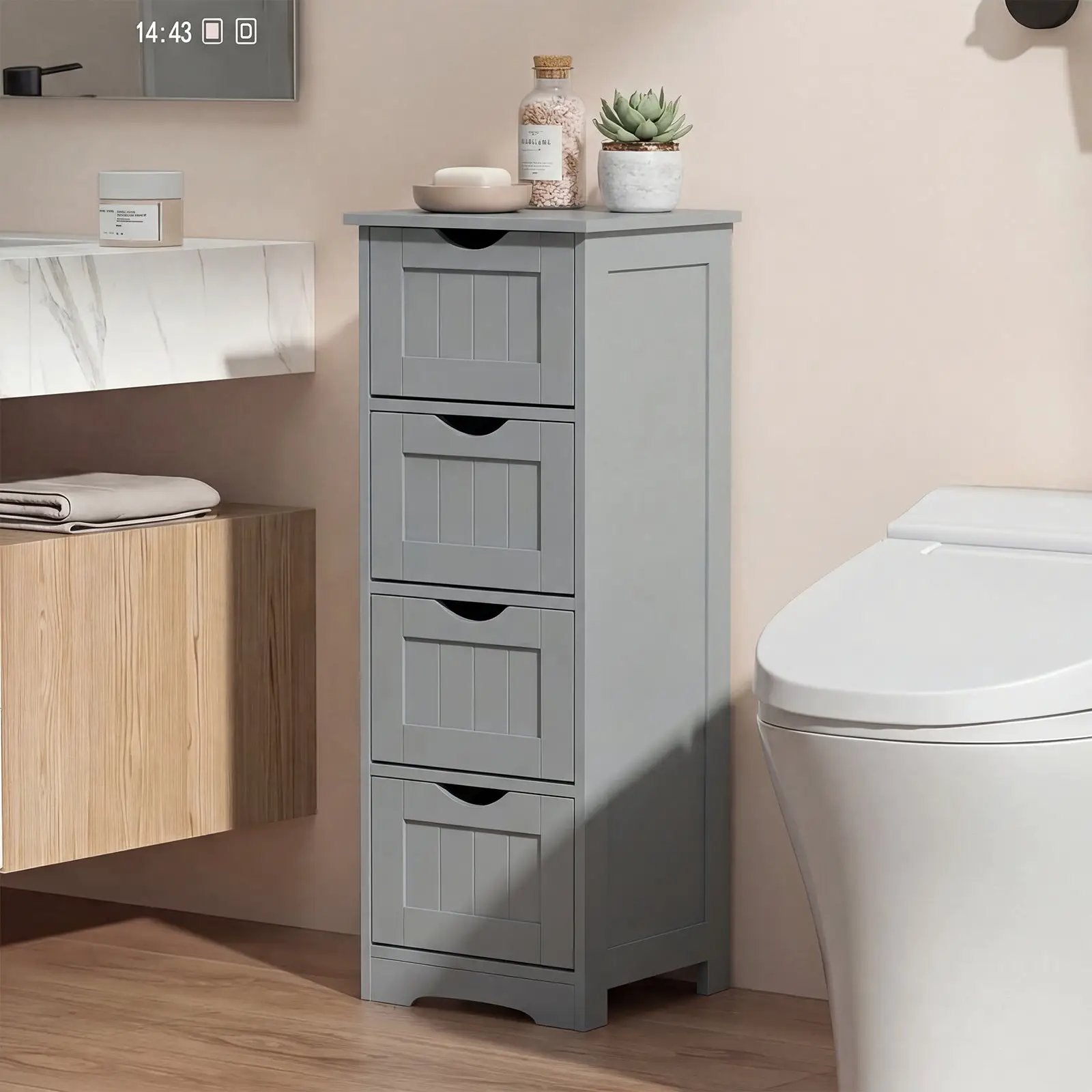 4-Drawer Freestanding Floor Cabinet with Anti-Toppling Device by DirectDeals
