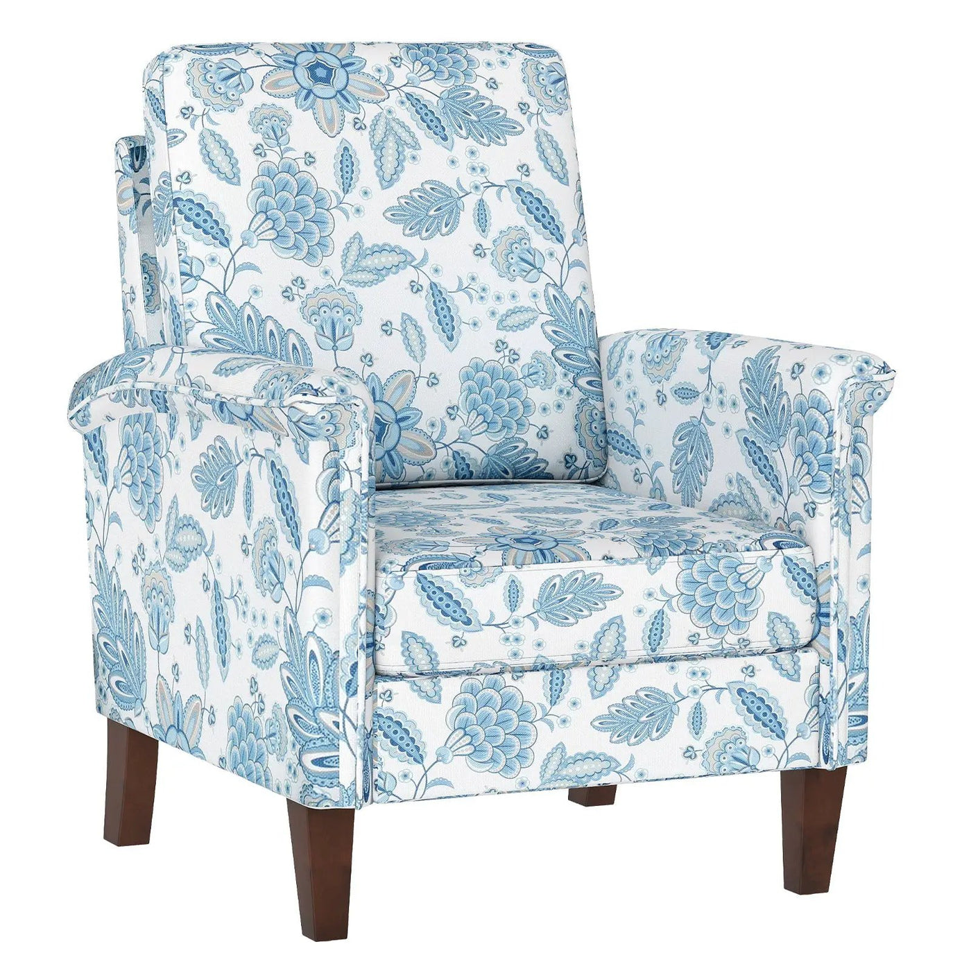 Floral Accent Chair Farmhouse Boho Armchair with Solid Wood Legs and High Back by DirectDeals