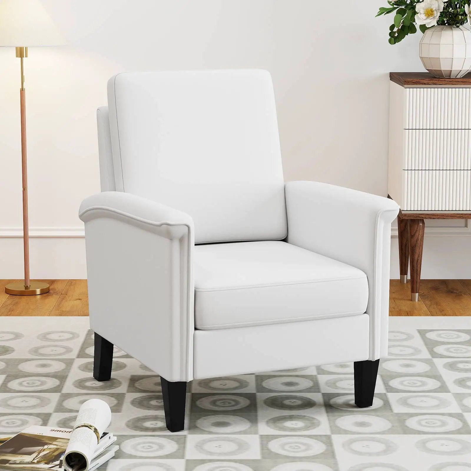 Floral Accent Chair Farmhouse Boho Armchair with Solid Wood Legs and High Back by DirectDeals