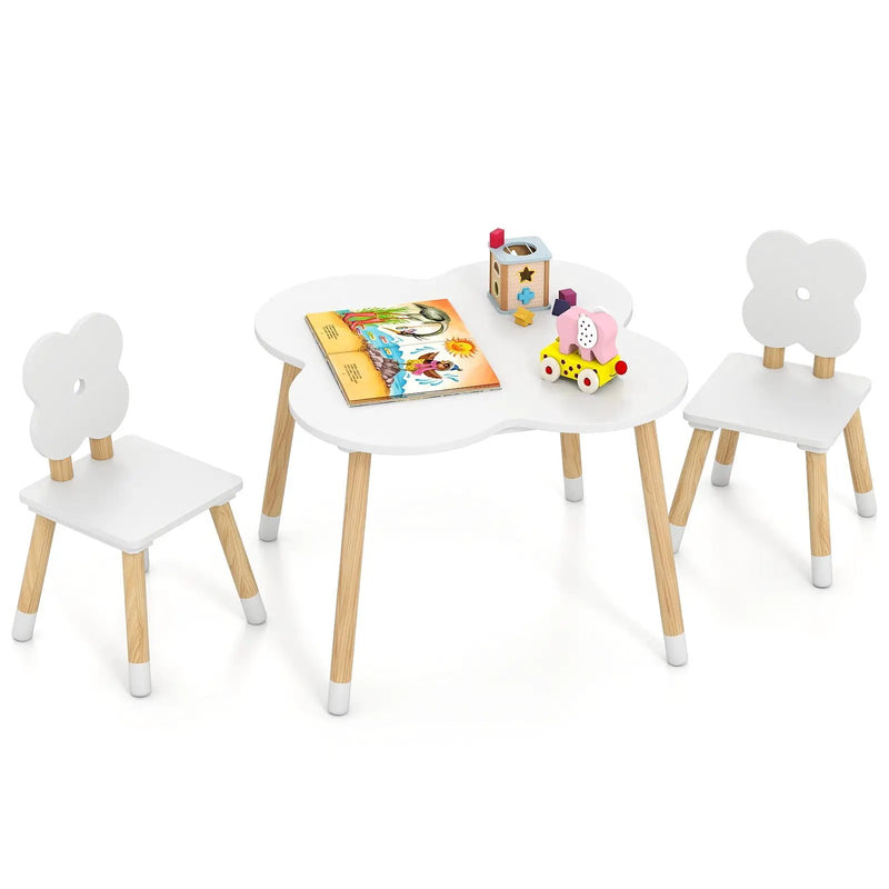 Flower-shaped Kids Table Set with Solid Pine Wood Legs by DirectDeals
