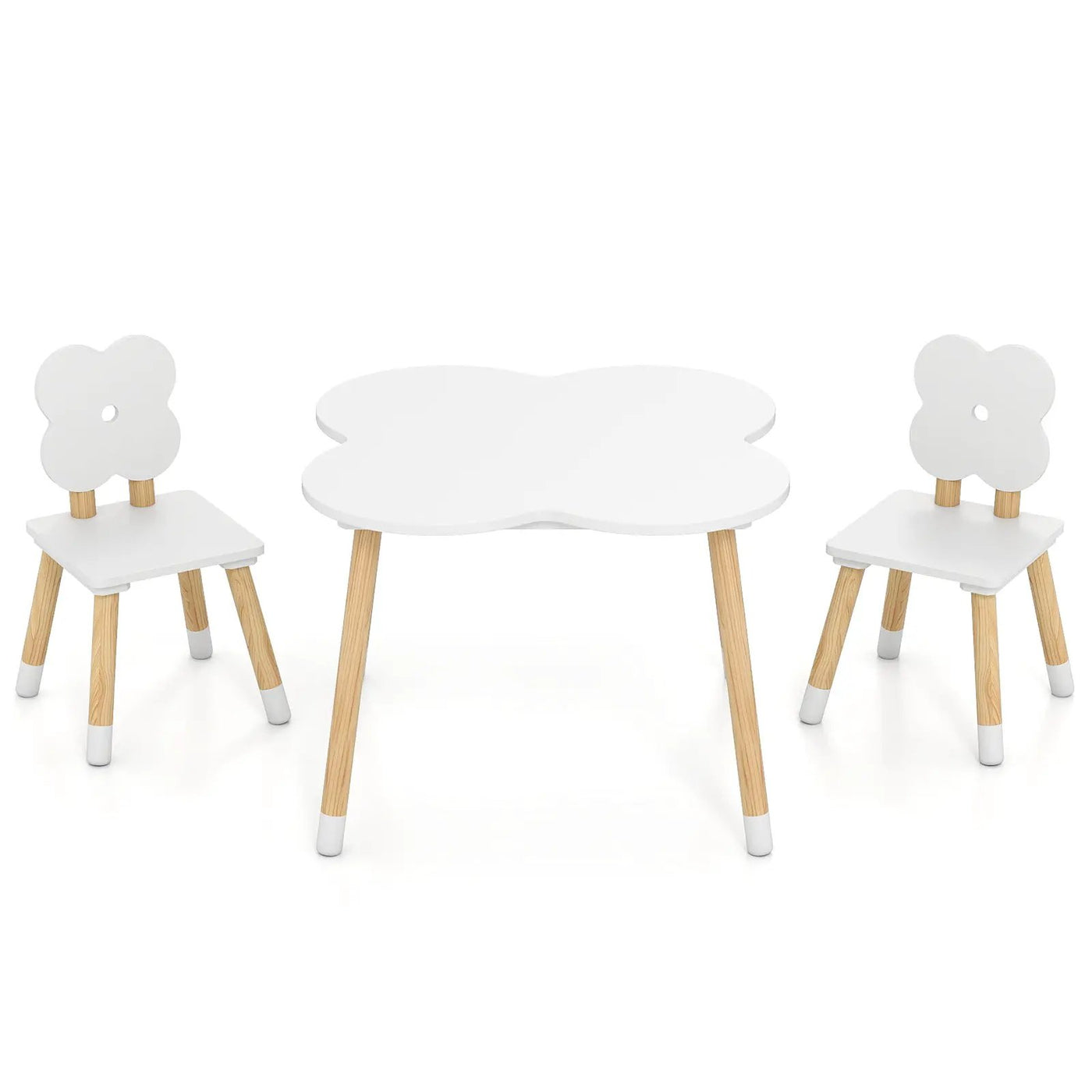 Flower-shaped Kids Table Set with Solid Pine Wood Legs by DirectDeals