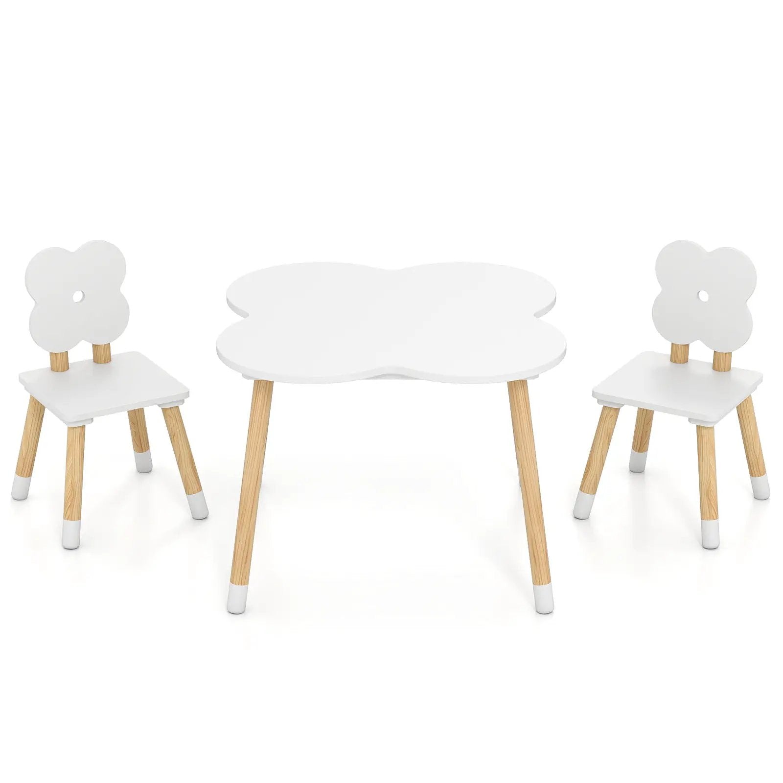 Flower-shaped Kids Table Set with Solid Pine Wood Legs by DirectDeals