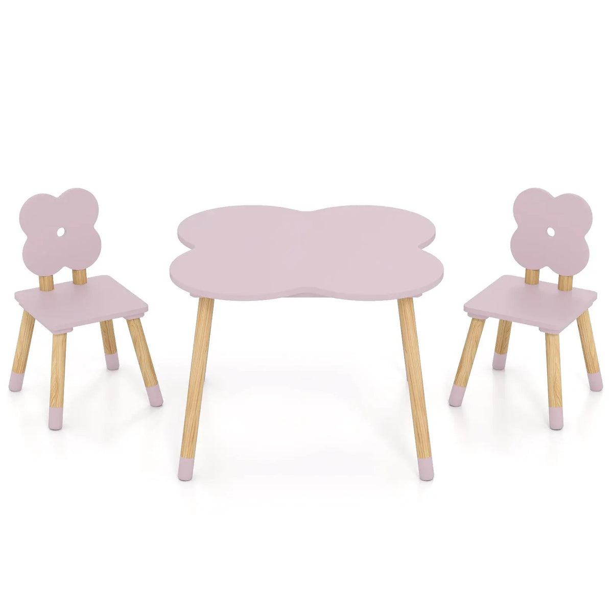 Flower-shaped Kids Table Set with Solid Pine Wood Legs by DirectDeals