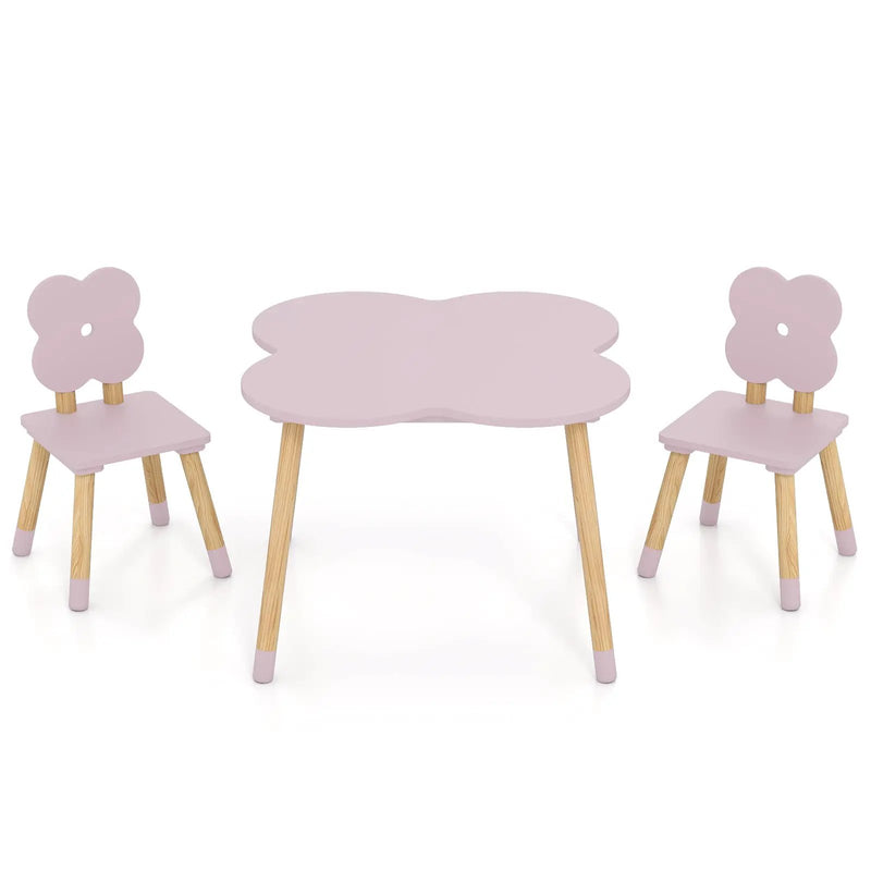 Flower-shaped Kids Table Set with Solid Pine Wood Legs by DirectDeals