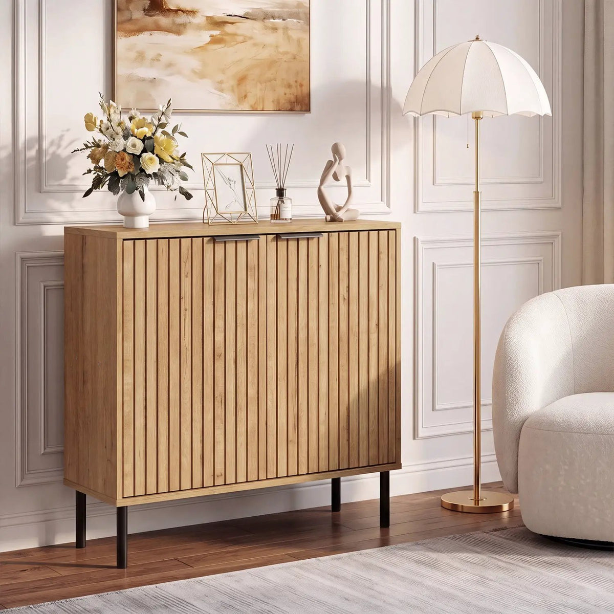 Fluted Buffet Cabinet with 2-Door Storage by DirectDeals