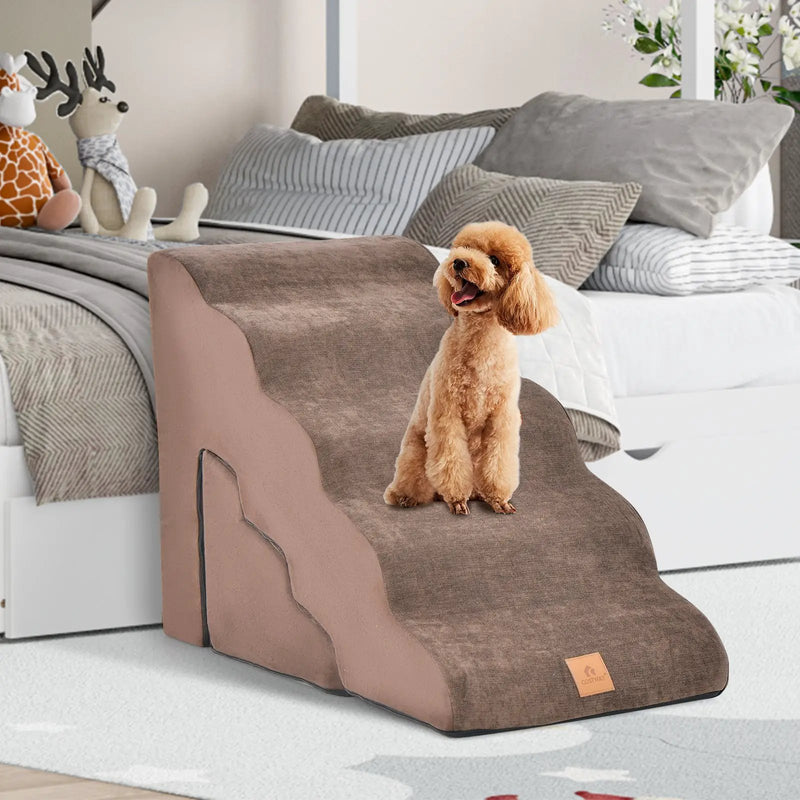 22 Inches and 11 Inches Foam Pet Stairs Set with 5-Tier and 3-Tier Dog Ramps by DirectDeals