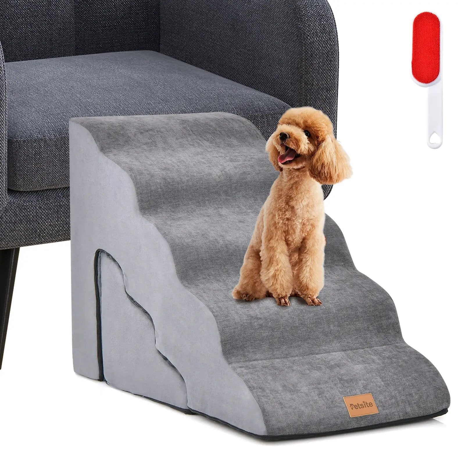 22 Inches and 11 Inches Foam Pet Stairs Set with 5-Tier and 3-Tier Dog Ramps by DirectDeals