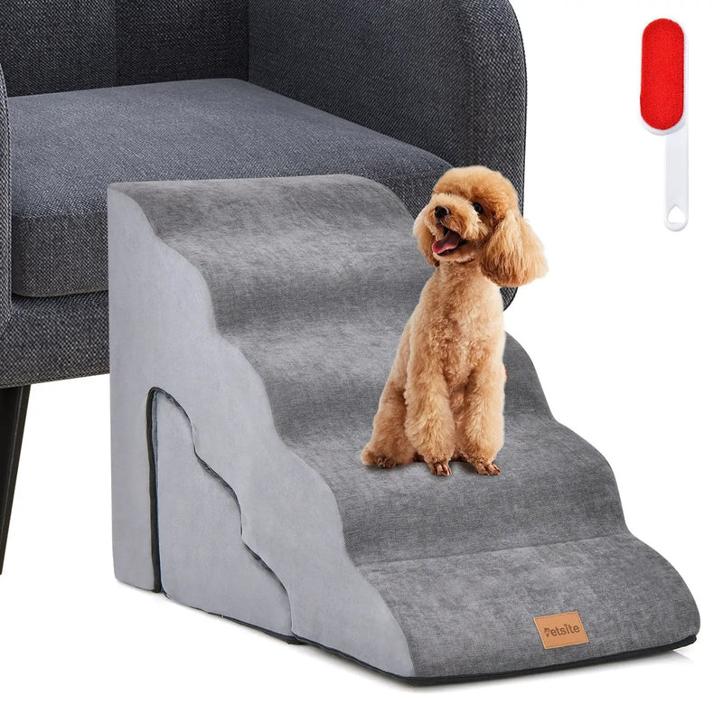 22 Inches and 11 Inches Foam Pet Stairs Set with 5-Tier and 3-Tier Dog Ramps by DirectDeals