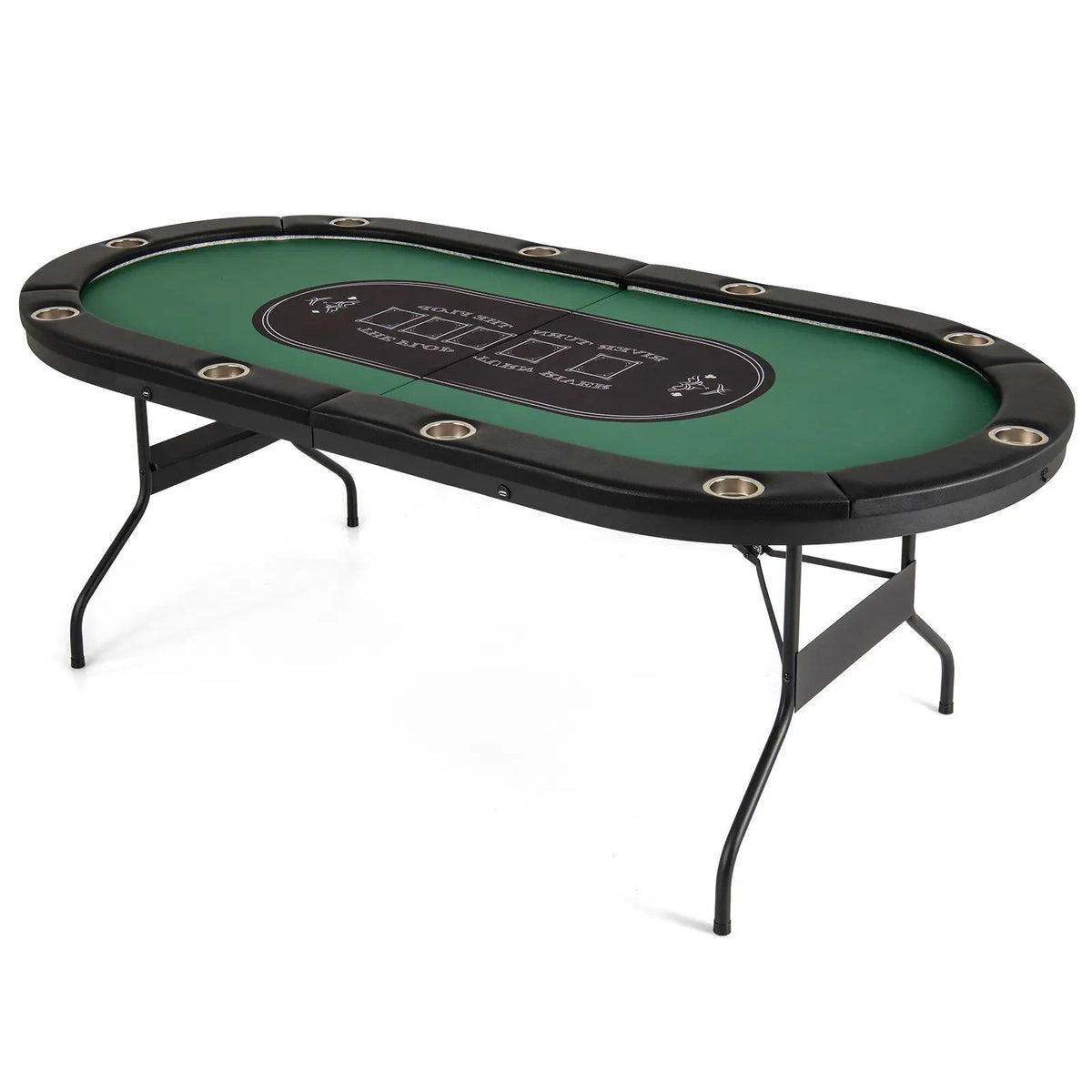 Foldable 10-Player Poker Table with LED Lights and USB Ports Ideal for Texas Casino by DirectDeals
