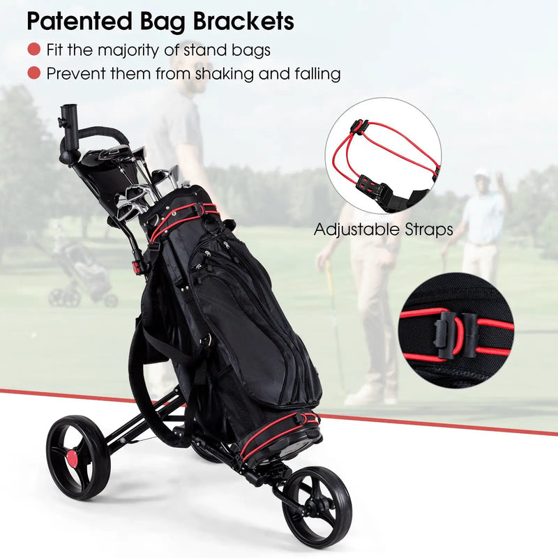 Foldable 3 Wheel Golf Pull Push Cart Trolley by DirectDeals