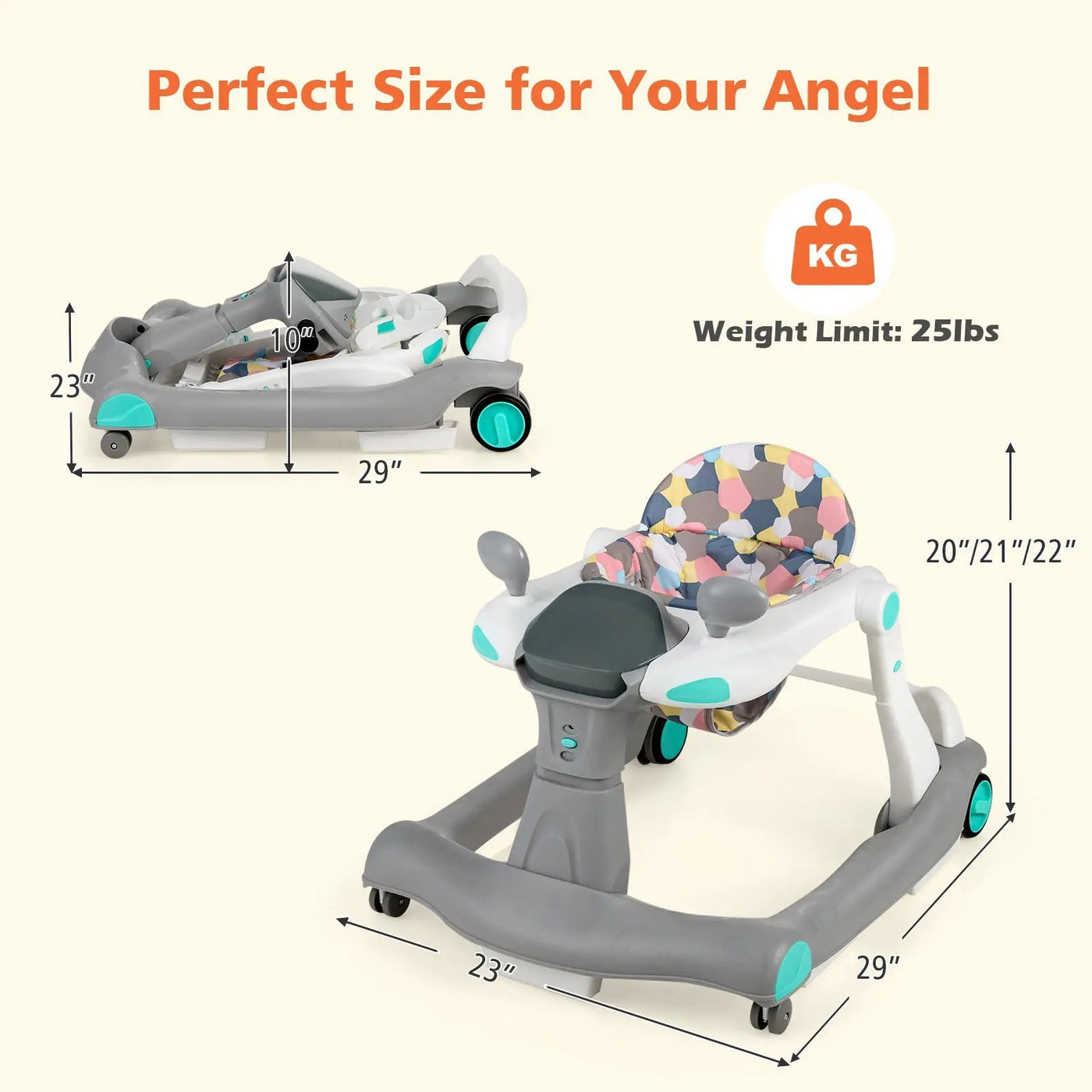 2-in-1 Foldable Activity Push Walker with Adjustable Height by DirectDeals