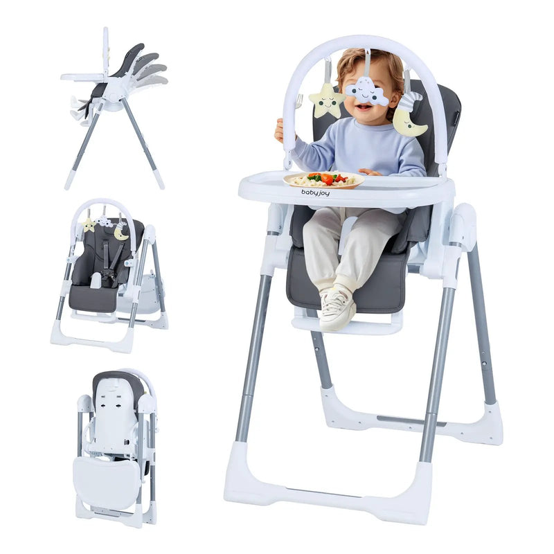 Foldable Baby High Chair with Adjustable Height and Relining Seat by DirectDeals