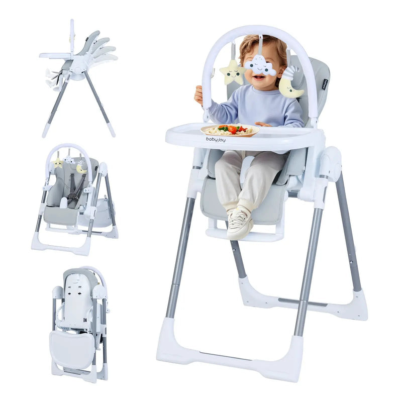 Foldable Baby High Chair with Adjustable Height and Relining Seat by DirectDeals