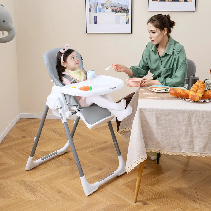Foldable Baby High Chair with Adjustable Height and Relining Seat by DirectDeals