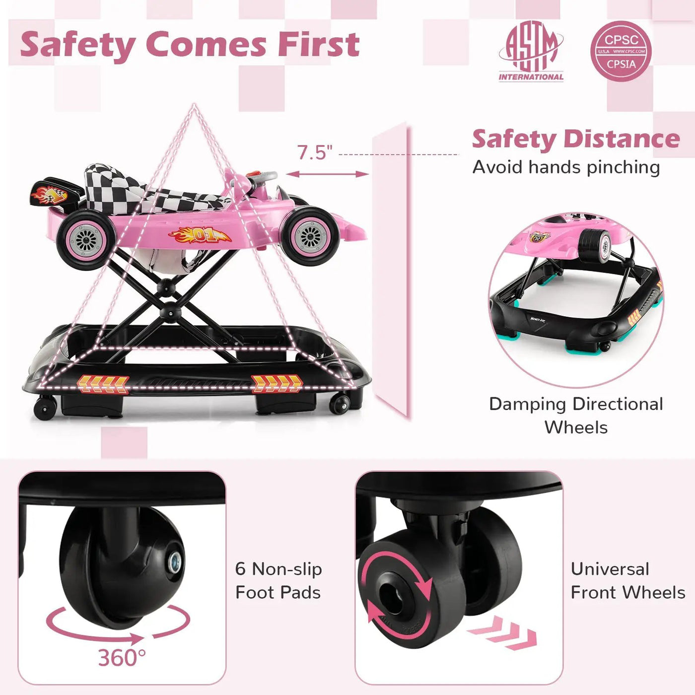 Convertible Baby Walker with 3 Adjustable Height Settings by DirectDeals