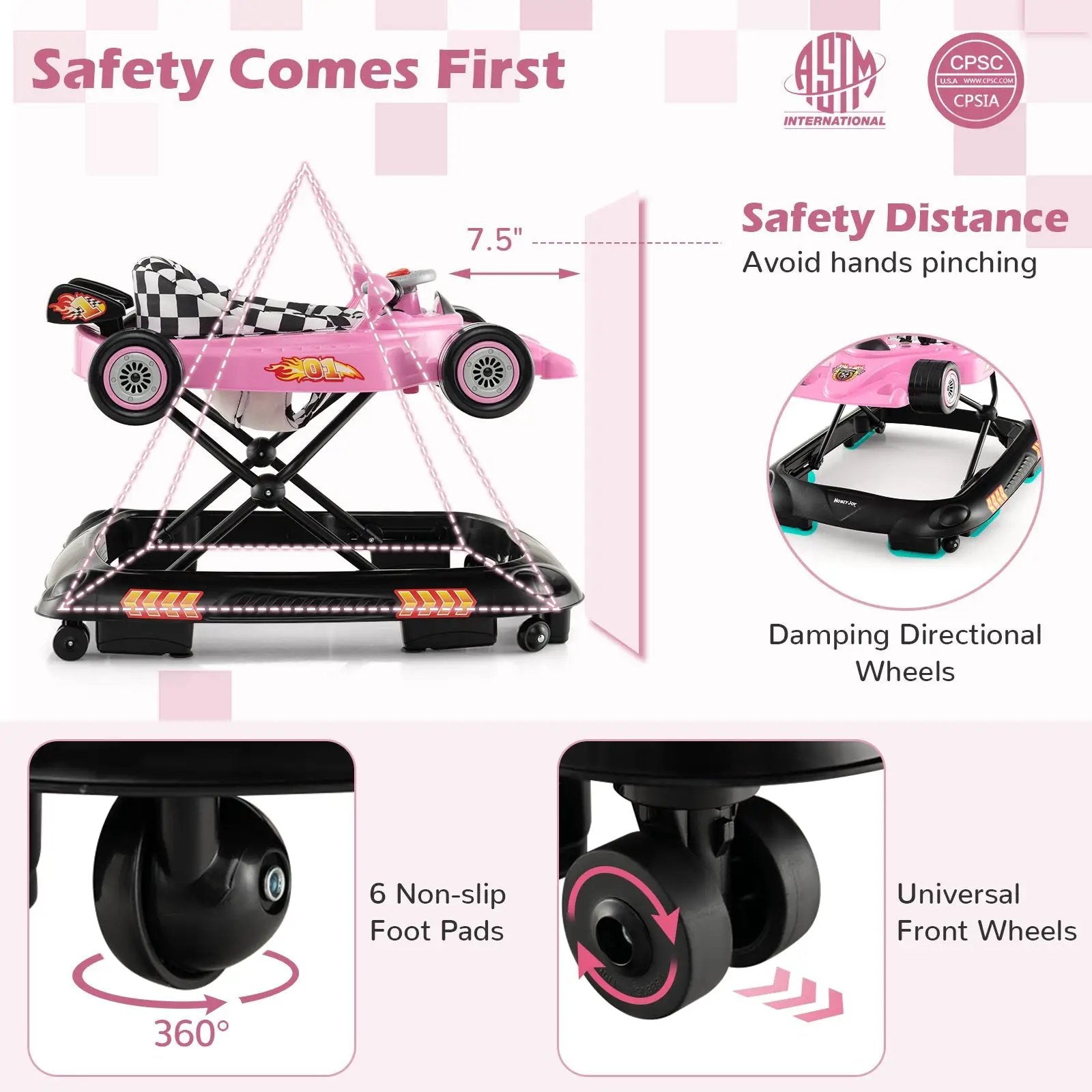 Convertible Baby Walker with 3 Adjustable Height Settings by DirectDeals