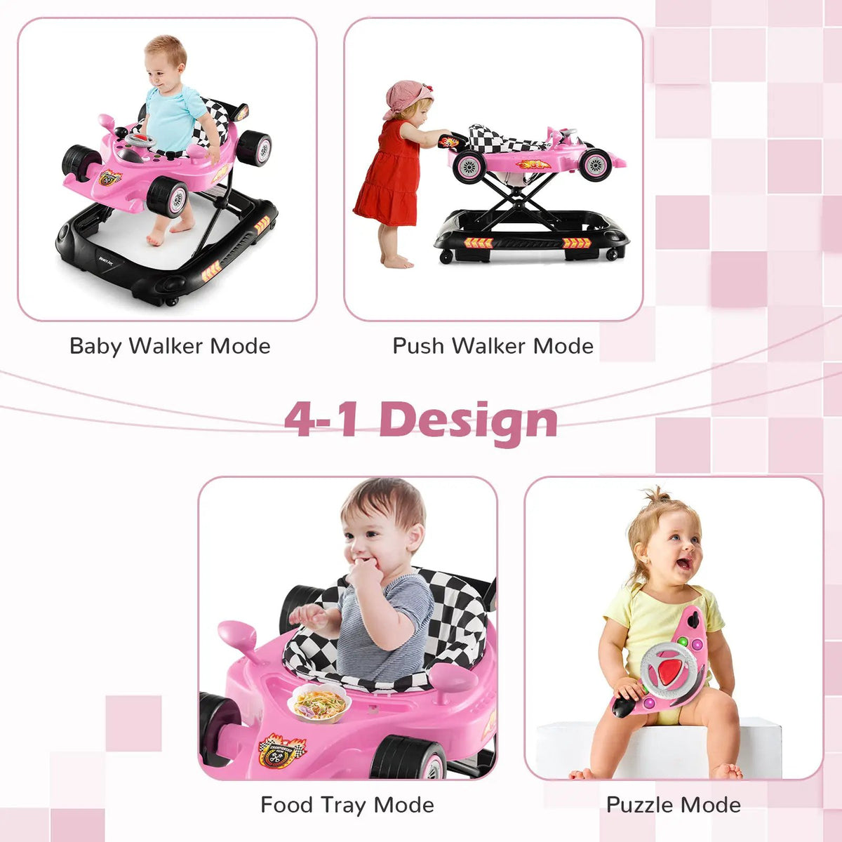 Convertible Baby Walker with 3 Adjustable Height Settings by DirectDeals